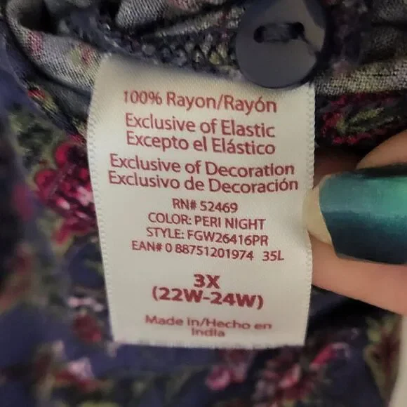 Faded Glory Blue Floral Paisley Peasant Blouse - Picture 7 of 8